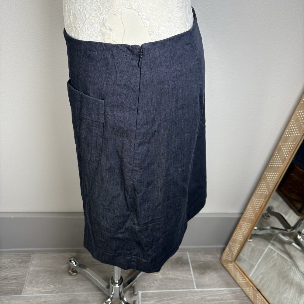 LOFT Womens 10 Blue Pencil Skirt Career Office Aesthetic Cotton Spandex Pockets - Picture 6 of 11